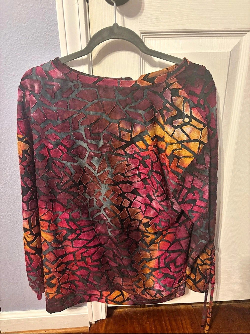 Abstract Long Sleeve Top in Red & Black Like New